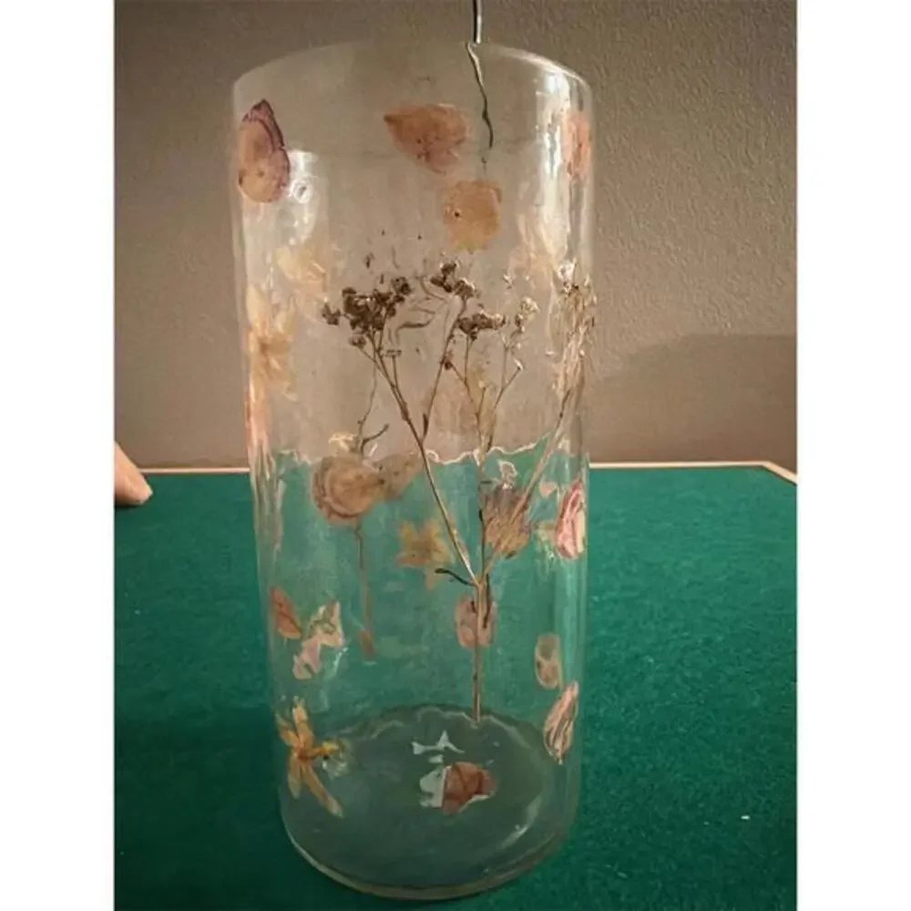 9” Glass Dried Flower Inlay Vase